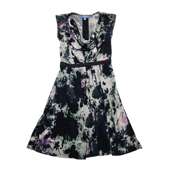 Simply Vera Vera Wang Floral Cowl Neck Sleeveless Dress Black Purple XS - Picture 1 of 6